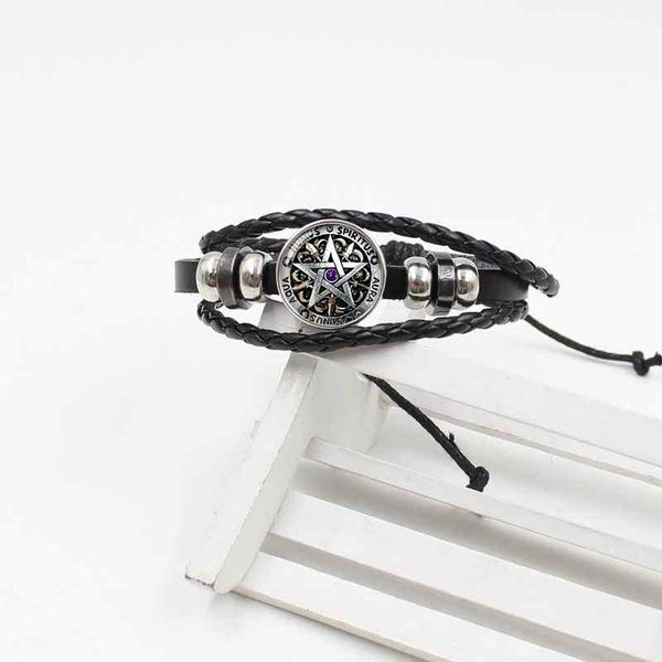 

мода черная магия язычество пятиконечная звезда время gem хрусталь браслет подарков woven leather ladies мужские ювелирные изделия yxlqyn bd, Golden;silver