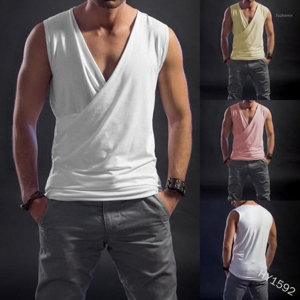 

mens tank sleeveless slim fashion v-neck summer casual solid polyester plus size mens lugentolo1, White;black