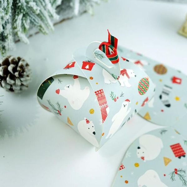 

feiluan store 10pcs cute shape nordic style light blue polar bear gift box cake and pastry box ping an box biscuit bbynsb