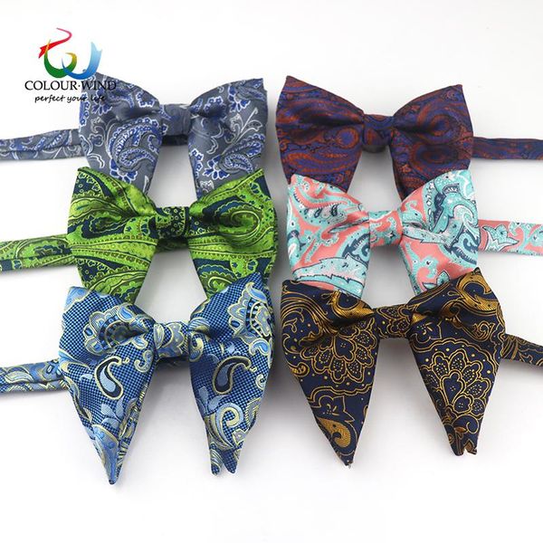 

polyester big bowties groom men's paisley soft cravat 12*11cm double layers butterfly gravata male wedding party women bow ties, Blue;purple