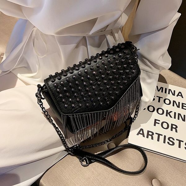 

jvwkt package single new tassel women's korean bag 2019 shoulder diagonal span small square autumn straight small square rivet bag rive