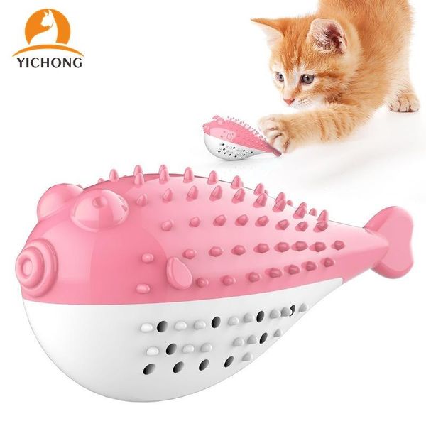 

cat toys yichong pet exercise training supplies toothbrush fish shaped catnip cleaning tools molar stick kitten yh193