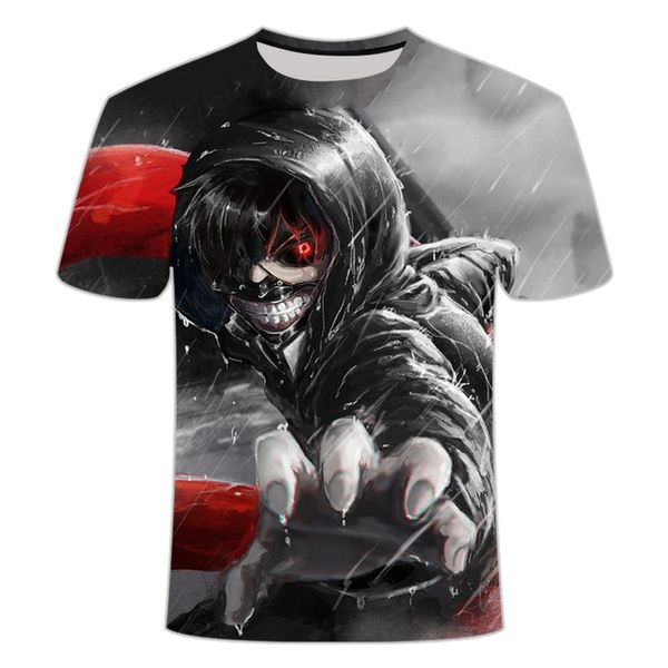 

classic anime japan tokyo ghoul one red eye blood 3d print shirts comics oversized comics men clothing