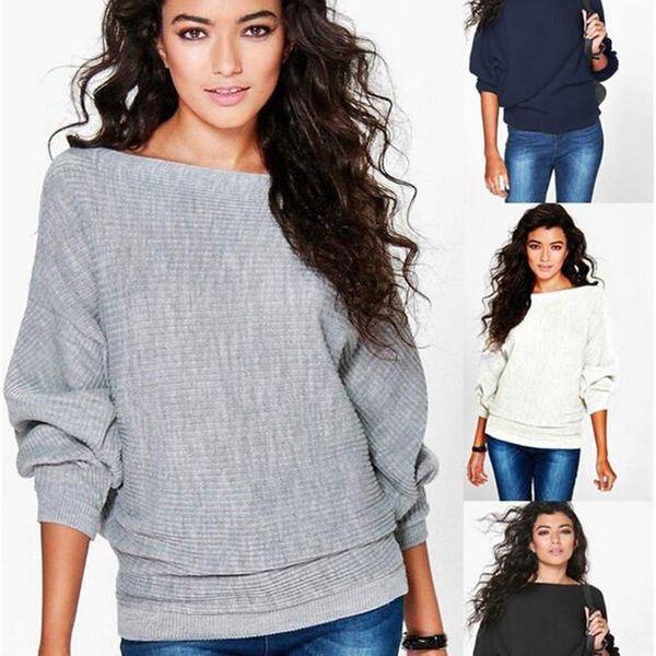 

4n4c0 autumn and winter fashion bat loose coat t-shirt threaded autumn and winter fashion xm sleeve loose bat sleeve threaded t-shirt top, White