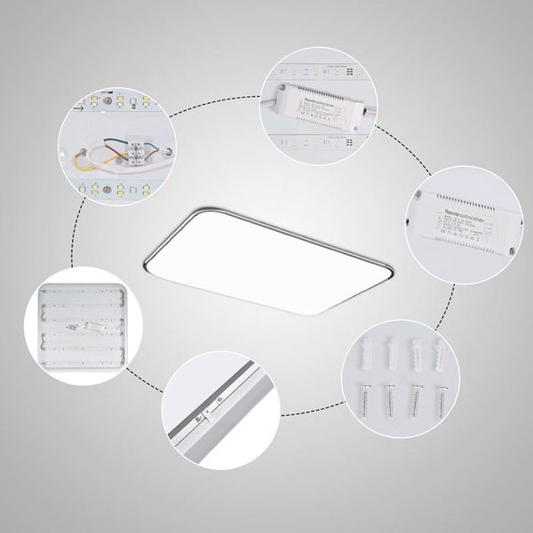 36W RGB quadratische LED-Deckenleuchten, 24W-Leuchte, Unterputzmontage, dünne LED-Panel-Lichtlampen für Schlafzimmer, Badezimmer, dimmbare Beleuchtung