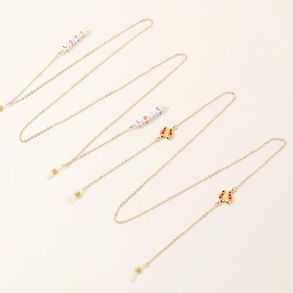 

2 pcs set gold color fashion butterfly glasses chain cute letter love neck chain sunglasses chain glasses lanyard accessories h jllbae