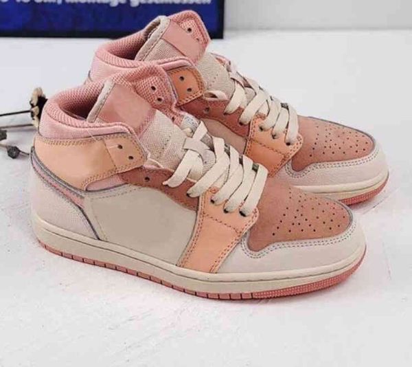 

apricot orange 1 mid pink quartz shoes terra blush women sneakers white paint drip skate trainer barely basketball shoe, White;red