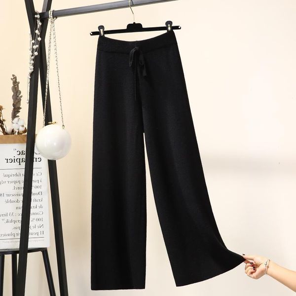 

women's pants & capris women's winter casual soft warm loose women grey khaki knitted trousers streetwear thick wide leg1, Black;white