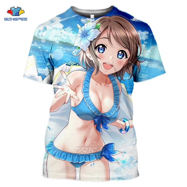 

anime girl love live summer aesthetic pink homme 3d print shirts graphic harajuku harajuku men clothing