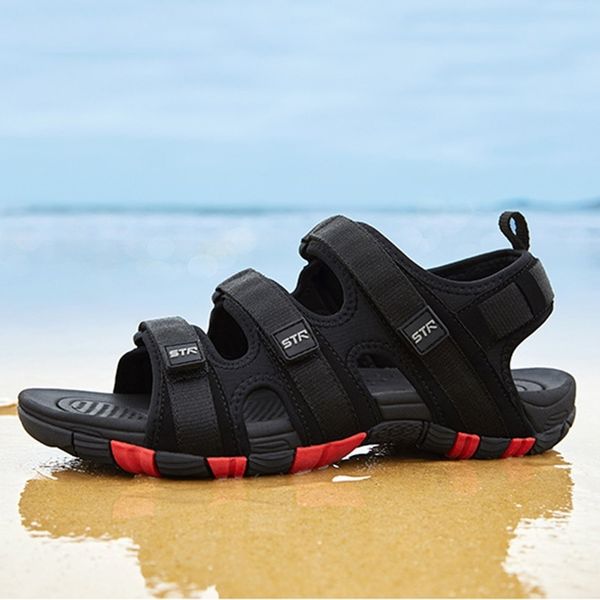

upuper summer sandals men shoes gladiator men's sandals roman flip flops flat sandals outdoor shoes y200107, Black