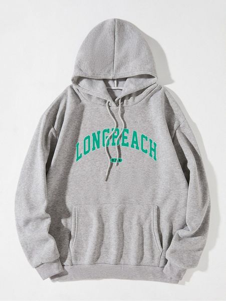 

letter graphic drawstring thermal lined hoodie h0wp#, White;black