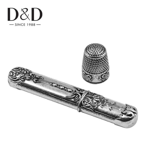 

sewing notions & tools d&d vintage metal needle case organizer finger protector classical pattern thimble diy needlework, Black
