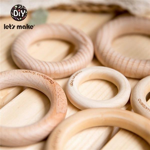 

let's make baby teether 50pc beech bpa wooden teether baby product diy crafts teething toys customize engraved wooden ring