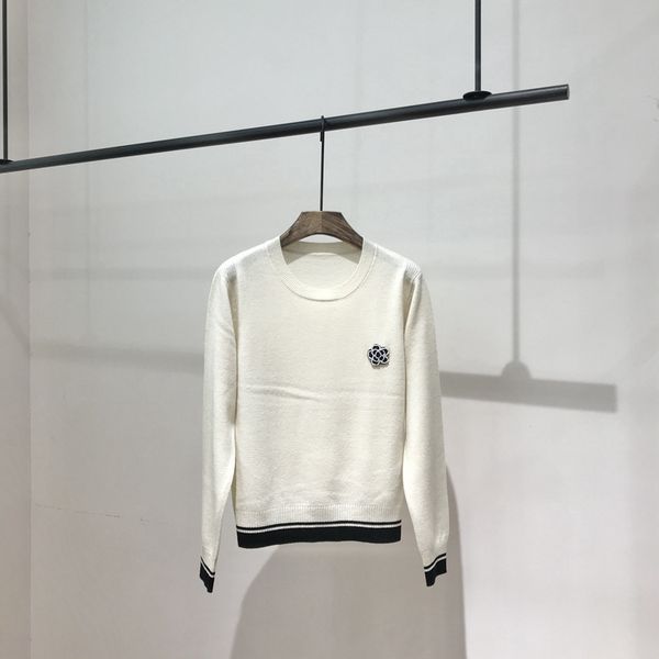 

2021 new flower wool, roundneck pullover sweater woman autumn winter luxury designer women's clothing vintage jersey li2v, White;black