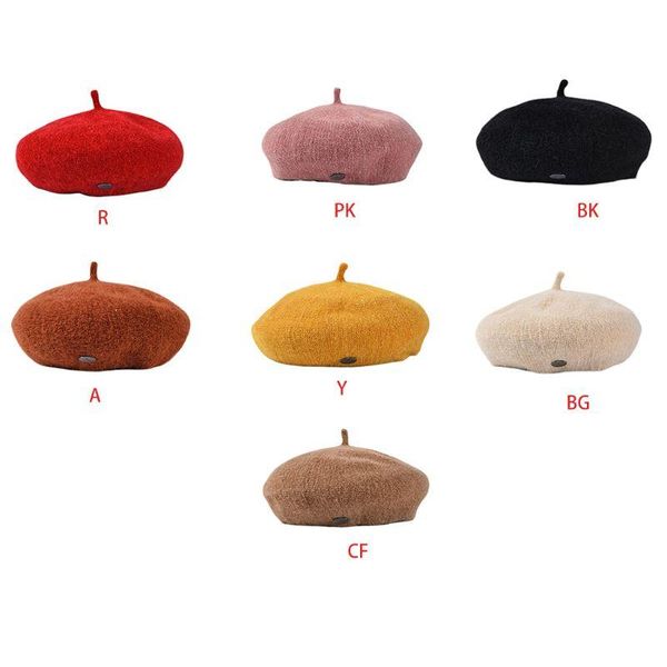 

lady woman wool vintage berets female solid color painter style warm bonnet 2xpd, Blue;gray