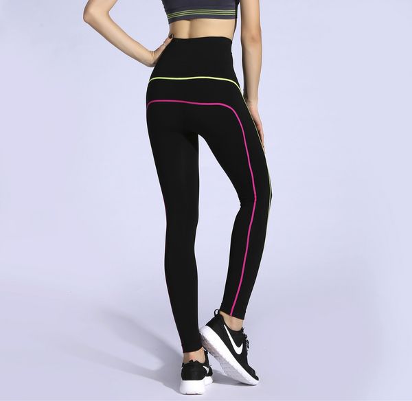 

autumn and winter yoga capris striped women's black slim fast dry high elastic sports fitness tights