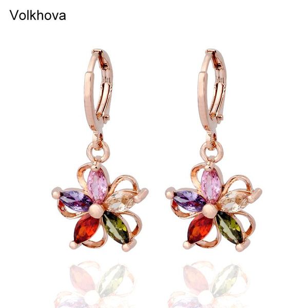 

dangle & chandelier colorful cubic zirconia 585 rose gold earrings for women's party shiny elegant jewelry korean 2021, Silver