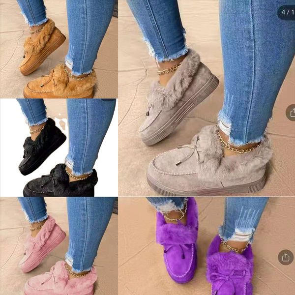 

2t6ps asifn home winter plus velvet plush for long snow boots ears slippers mop cotton yarn men women warmth thickening soles indoor home, Black