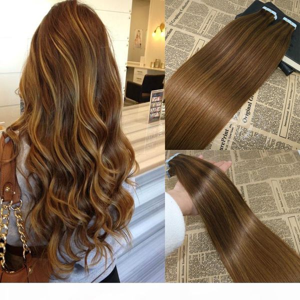 

real remy human hair omber tape ins extensions bronde color skin weft tape on hair extensions 8a grade glue in extensions100g 40pcs, Black