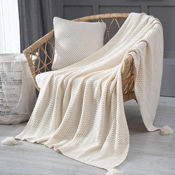 

blankets thread blanket with tassel solid beige grey pink throw for bed sofa home textile fashion cape knitted baby
