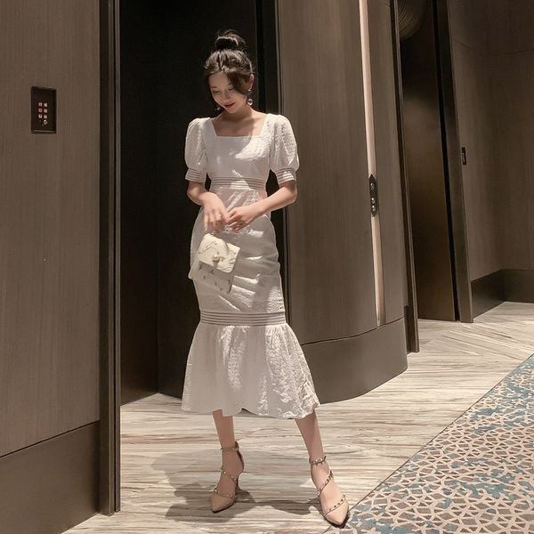 

2021 new arrival in the female summer fashion bud square dress thin party skirt 0a25, Black;gray