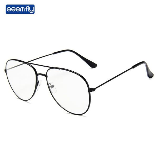 

fashion sunglasses frames seemfly classic style pilot for men and women gradient color clear lens sun glasses brand design driving spectacle, Black