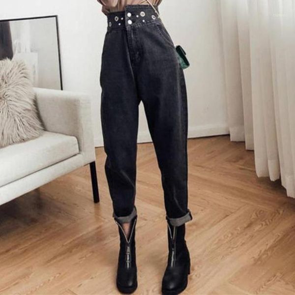

plus size 5xlwome casual high waist jeans 2019 autumn winter boyfriend loose jeans femme streetwear harem pants1, Blue