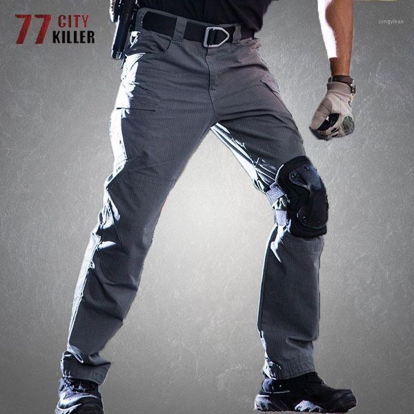 

tactical cargo pants men multiple pockets waterproof army trousers male wear-resistant swat commute combat mens pants1, Black