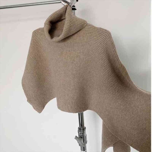

[ewq] korea autumn casual trend women solid high collar irregular loose fashion knitted sleeveless sweater shawl 16e1870, White;black