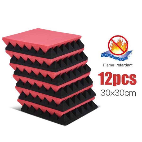 

12 pack high density 30 * 30cm studio acoustic foams flame-retardant absorption sound insulation foam rhombus tool kit