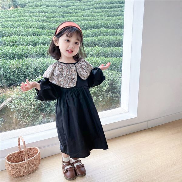 

2021 new spring girls dresses floral peter pan collar lantern sleeves cute style princess dresses girl clothes e5028, Red;yellow