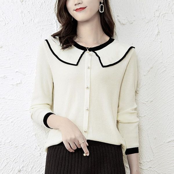 

women autumn winter knitted pullovers casual loose sweater full sleeve loose sweater, White;black