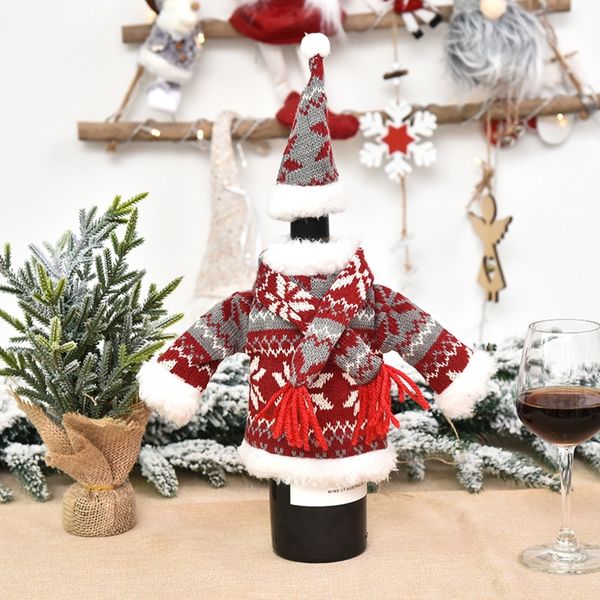 

kjdma рождественские украшения бутылки мешок ежедневно accessoriesmini мило трикотажные ткани одежды костюм вино набор бутылка красного вина