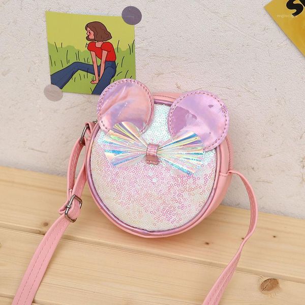

purse lovely children's small round shoulder bag girls princess sequin bow coin cute baby kids mini messenger bags accessories1, White