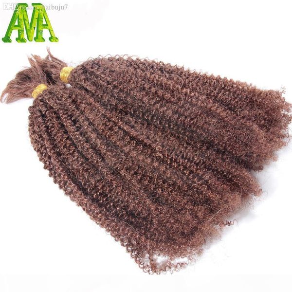

wholesale-afro kinky curly bulk hair unprocessed human braiding hair bulk kinky curly brazilian human hair for braiding bulk no attachment, Black