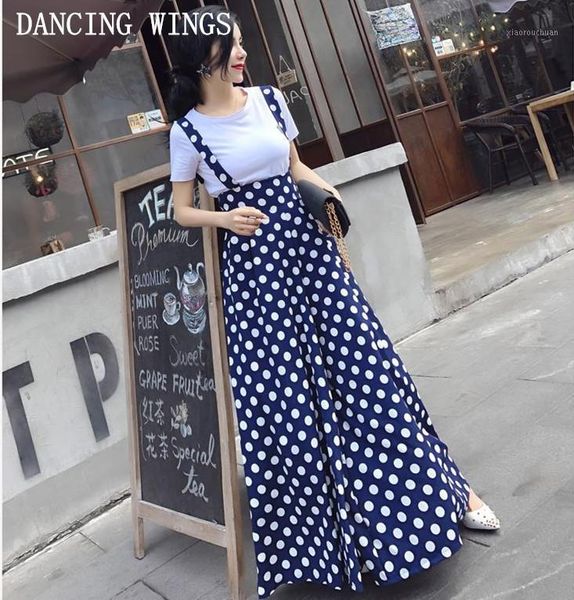 

summer fashion backless polka dot print strap chiffon wide leg pants women jumpsuit vestidos1, Black;white