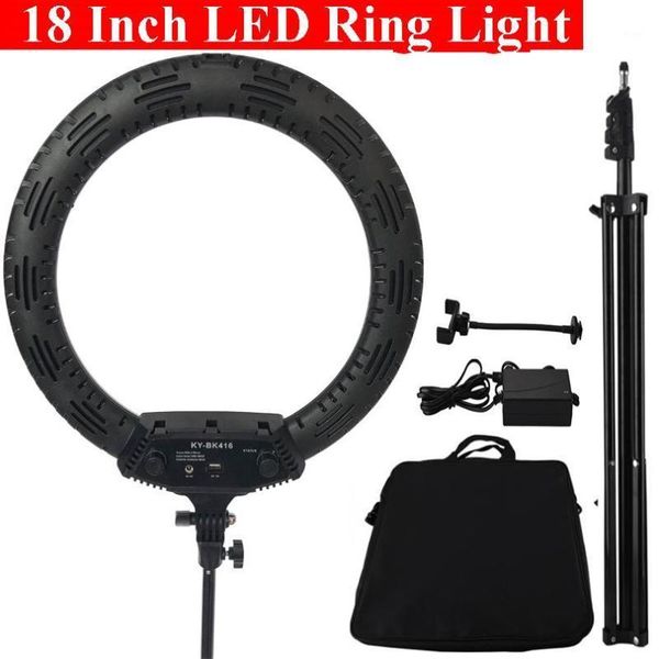 

flash heads 18inch pography dimmable led selfie ring light 3200-5600k 65w lamp without stand tripod for makeup live broadcast1
