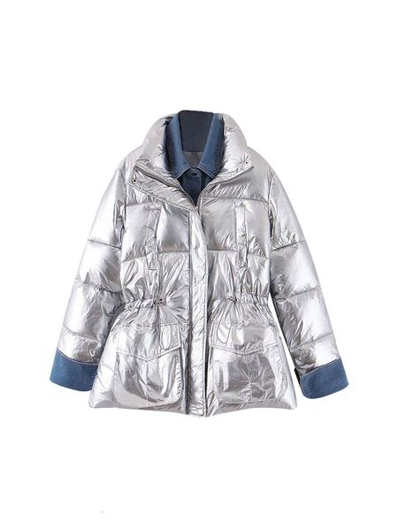 

2021 new winter recommended silver mock two-piece soft waistcoat breastband parkas thick women's jacket jackets pb24, Black