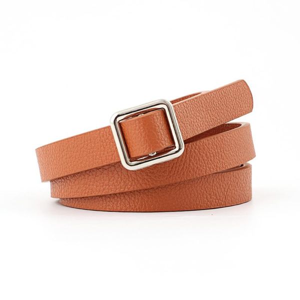 

omen's belts for exquisite silver square buckle waist soft leather female pants dress belts for women, Black;brown