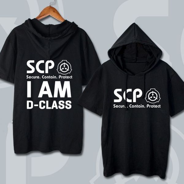 

2021 new casual hoody t shirt men for anime scp foundation design cosplay women mens hooded t-shirts short sleeve tee hq4j, White