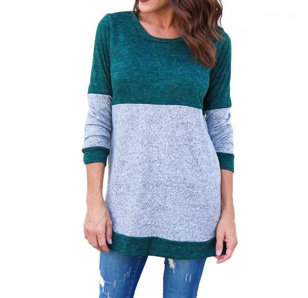 

women autumn casual patchwork tshirts long sleeved designer spring new, White