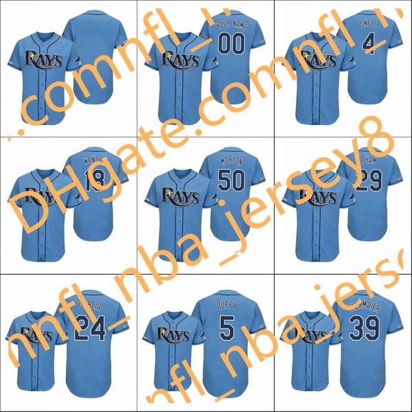 

tampa bay rays men #5 matt duffy 24 avisail garcia 23 jake odorizzi women youth authentic flex base alternate custom jersey, Blue;black