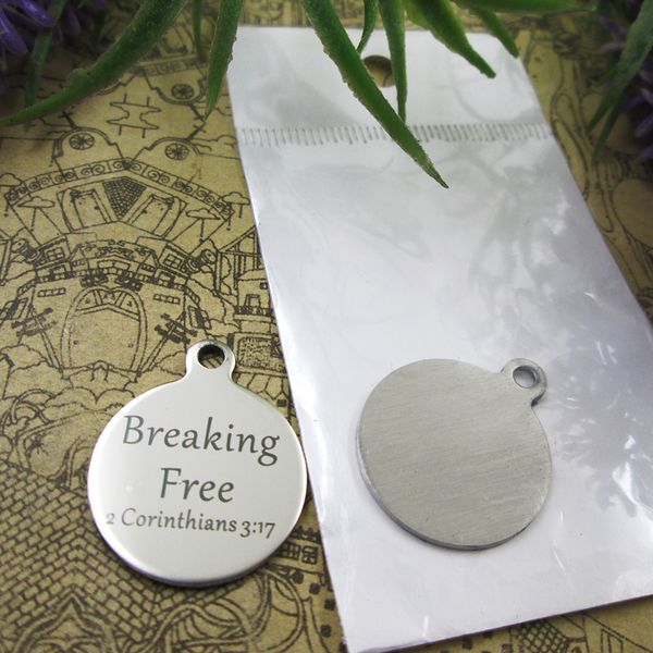

40pcs--"breaking 2 corinthians 3:17"stainless steel charms more style for choosing diy charms pendants for necklace, Bronze;silver
