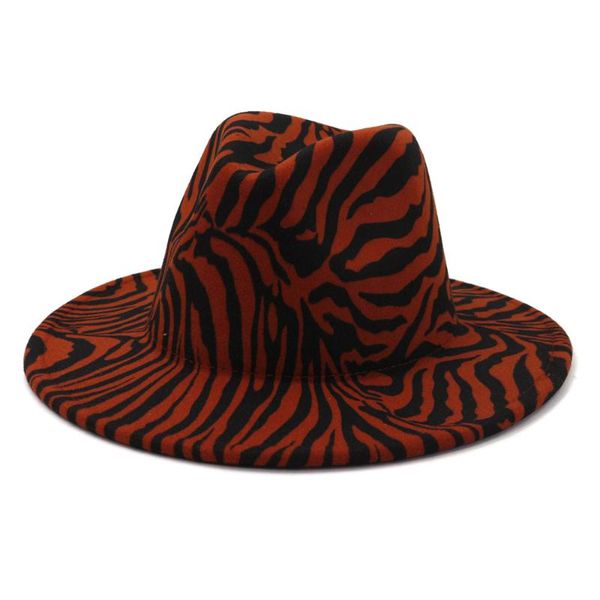 

wide brim hats zebra pattern artificial wool felt fedora fashion women men large jazz party cap panama style cowboy hat, Blue;gray