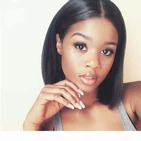 

short bob hair wigs black color middle part lace front wig straight bob wig for black women, Black;brown