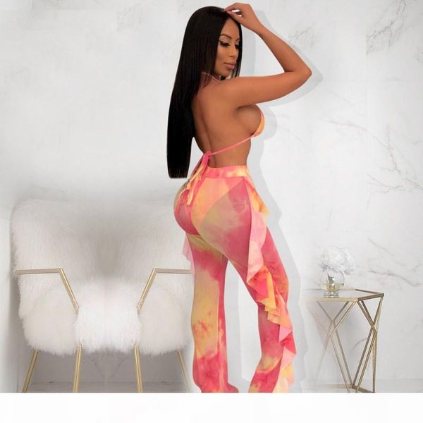 

women summer clothes bra + pants outfits 2 piece set sext womens tracksuits mesh ruffle trousers new swimsuits beachwear suits klw1277, Gray