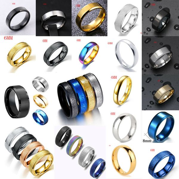 

men women fashion scrub stainless steel silver gold couple wedding engagement band ring classics retro jewelry gift ing