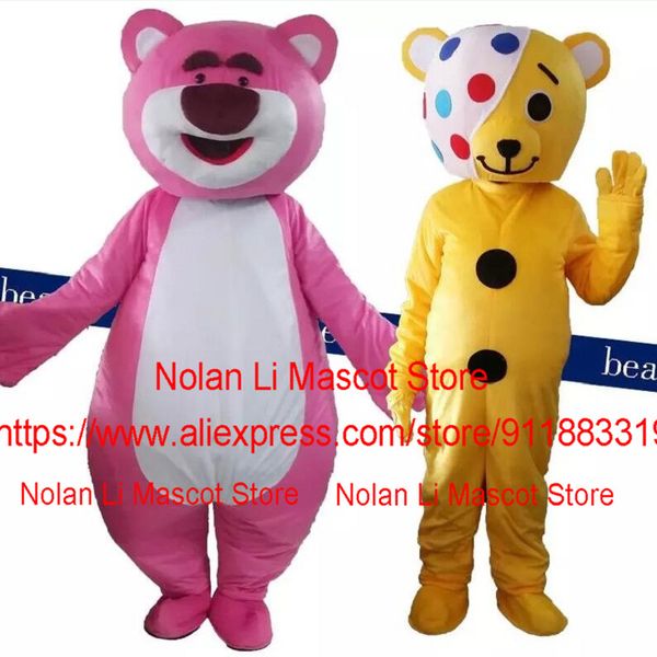

mascot doll costumepink bear yellow mascot costume set disguise cartoon doll birthday party festival event by1073, Red;yellow