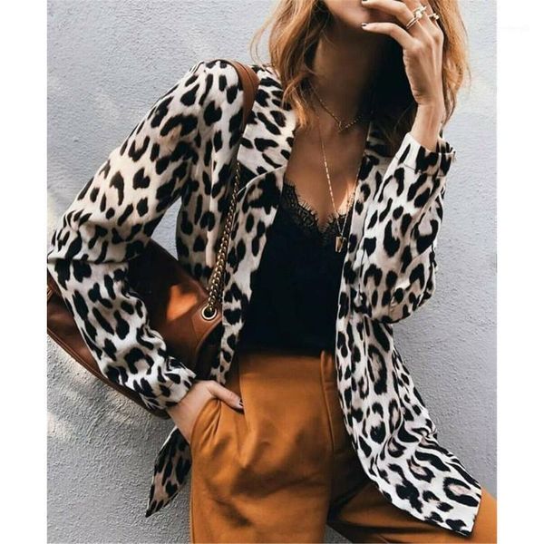 

s-3xl womens leopard print long blazers long sleeve coat jacket ladies autumn cardigan outwear 1, White;black