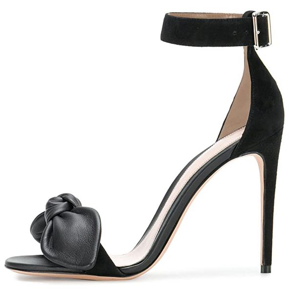 

2021 the new women's open bowknot toe cover stiletto heel elegant sandals wedding shoes size eua 5-15 q4dw, Black